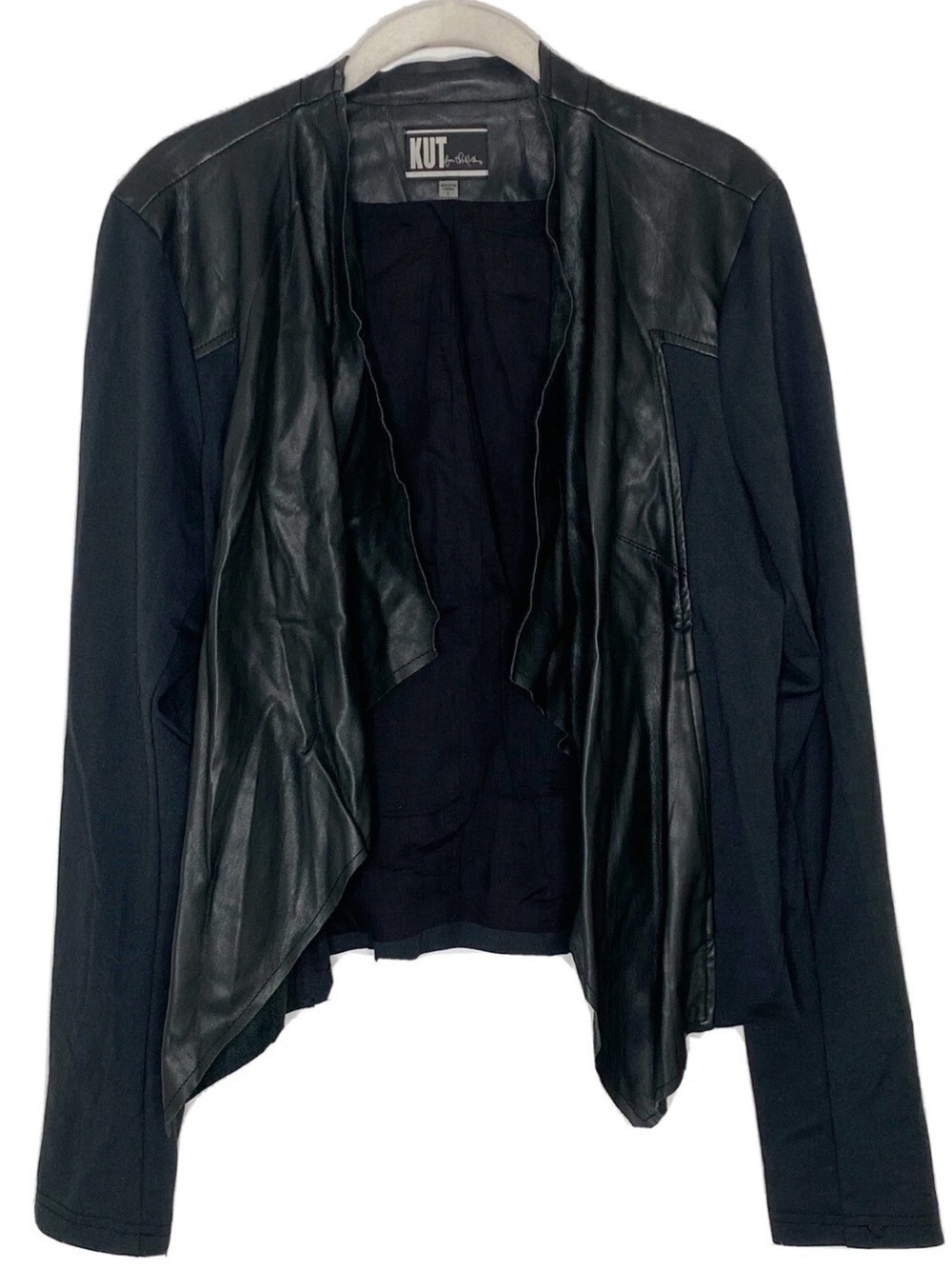 Kut from the Kloth Black Mixed-Media Open Front Jacket